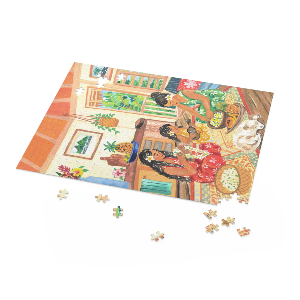 Tropical Family Scene Puzzle — Hawaiian Luau 120/252/500-Piece Jigsaw