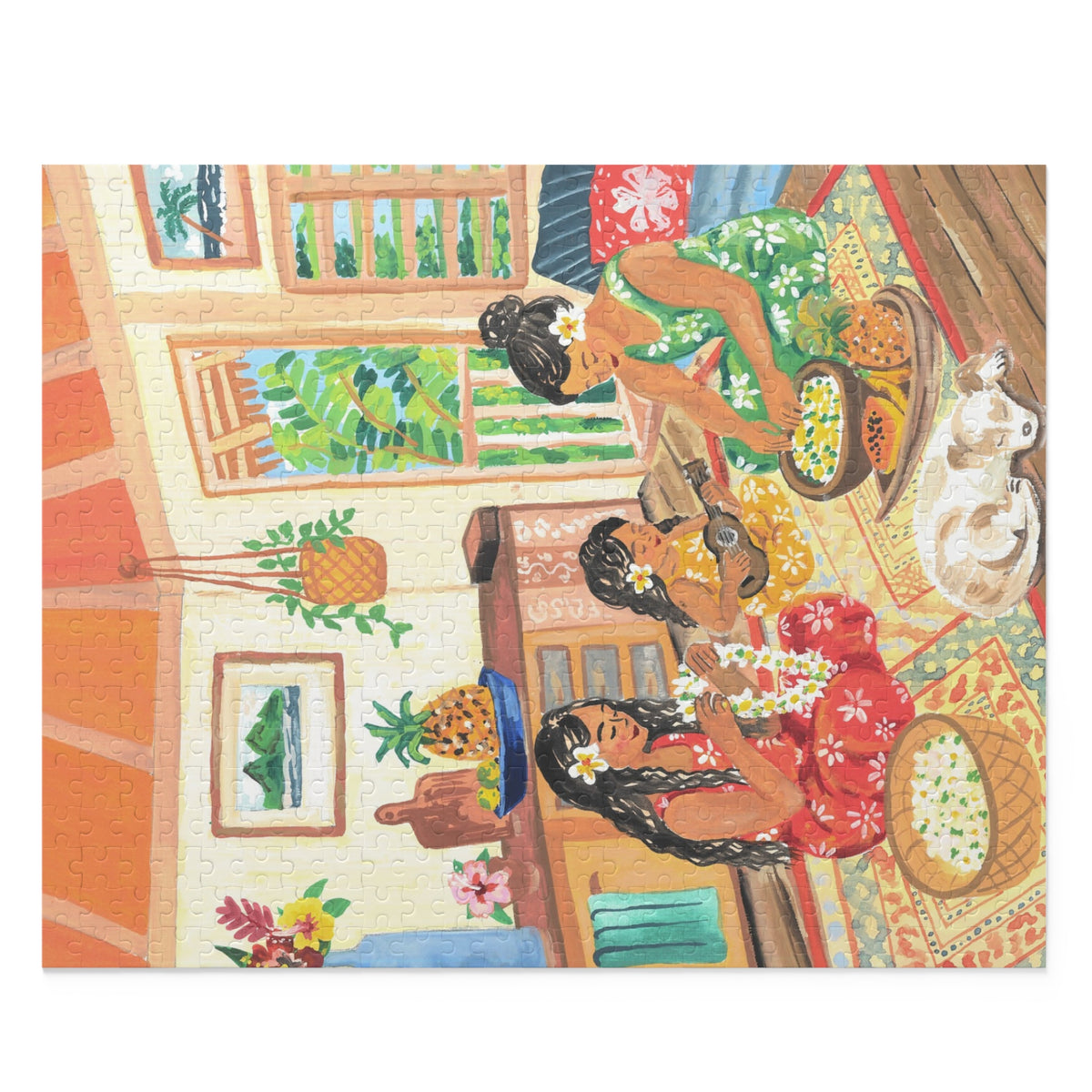 Tropical Family Scene Puzzle — Hawaiian Luau 120/252/500-Piece Jigsaw