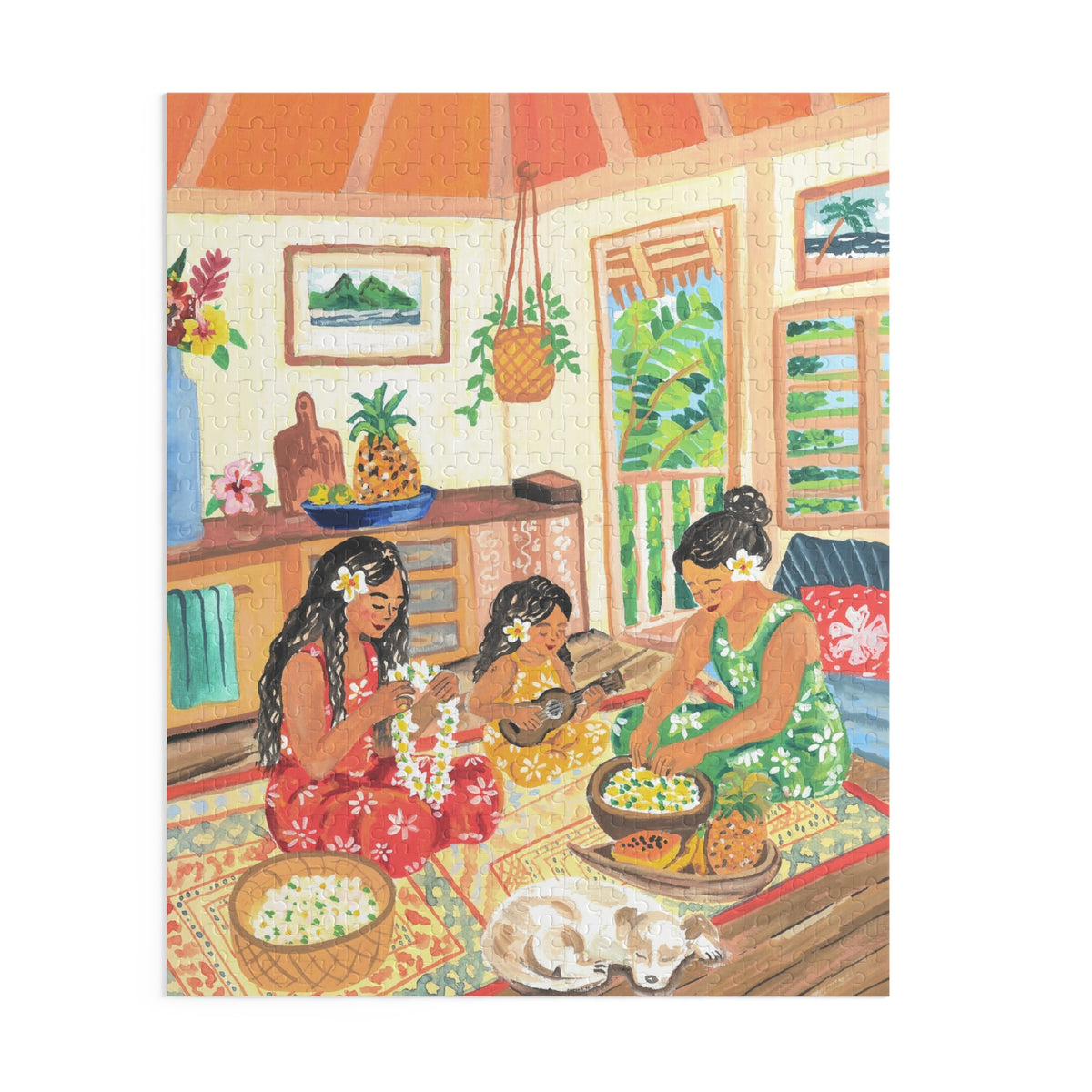 Tropical Family Scene Puzzle — Hawaiian Luau 120/252/500-Piece Jigsaw