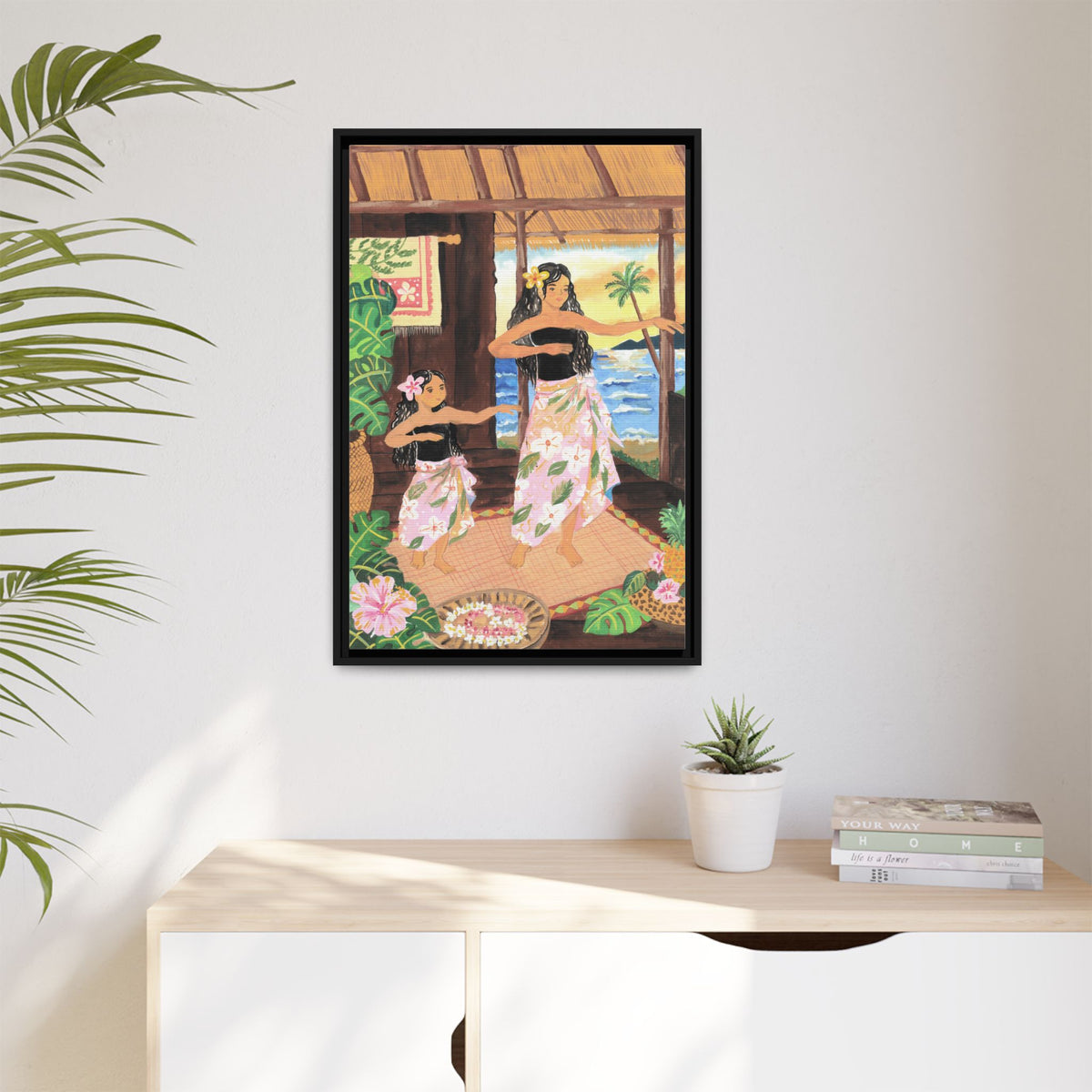 Keiki and Mama - Framed Matte Canvas Print