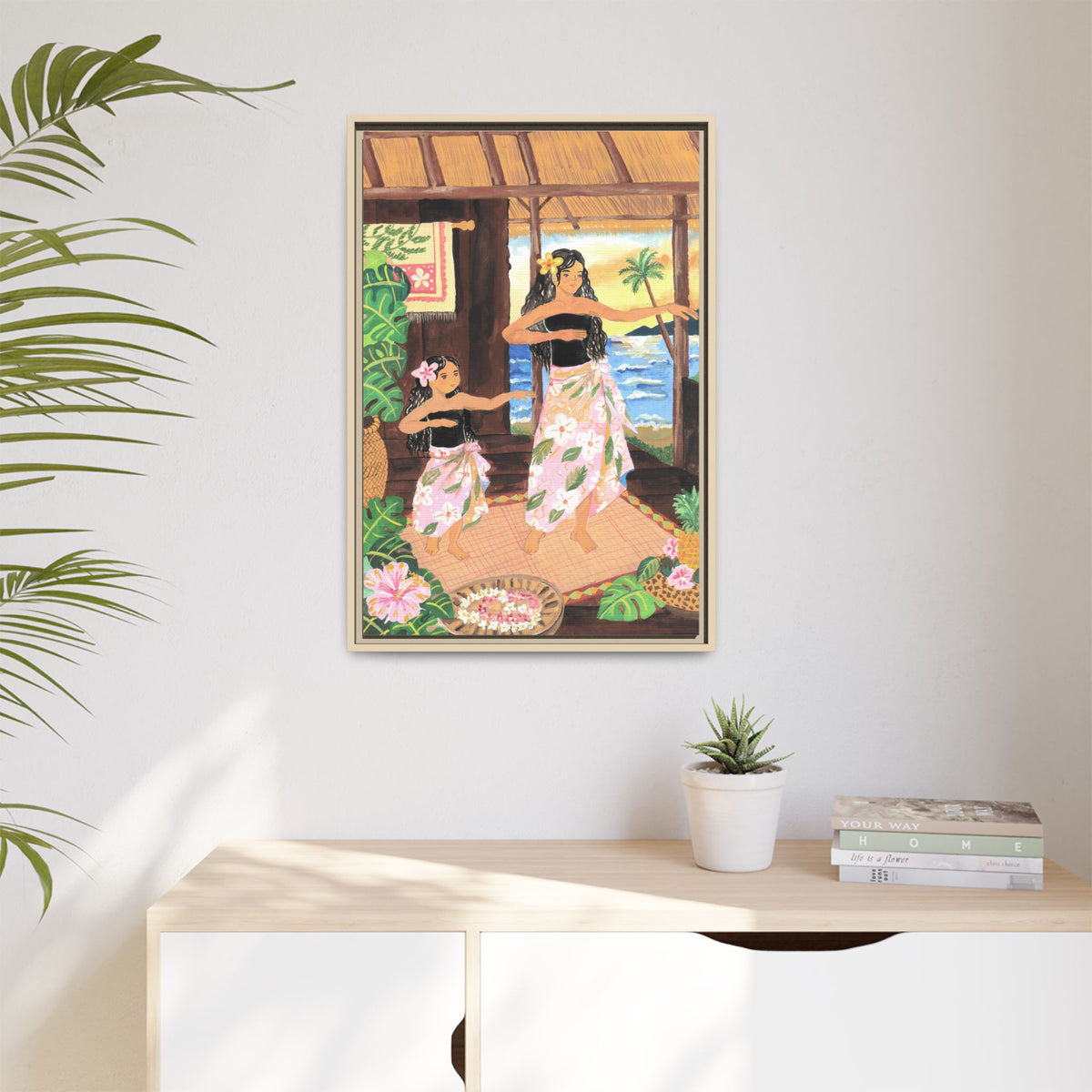 Keiki and Mama - Framed Matte Canvas Print