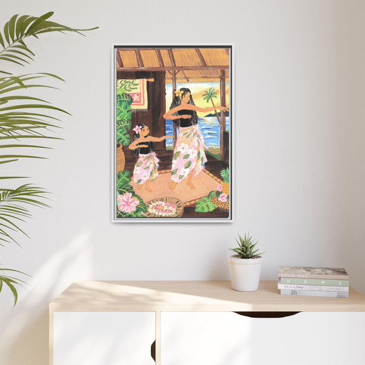 Keiki and Mama - Framed Matte Canvas Print