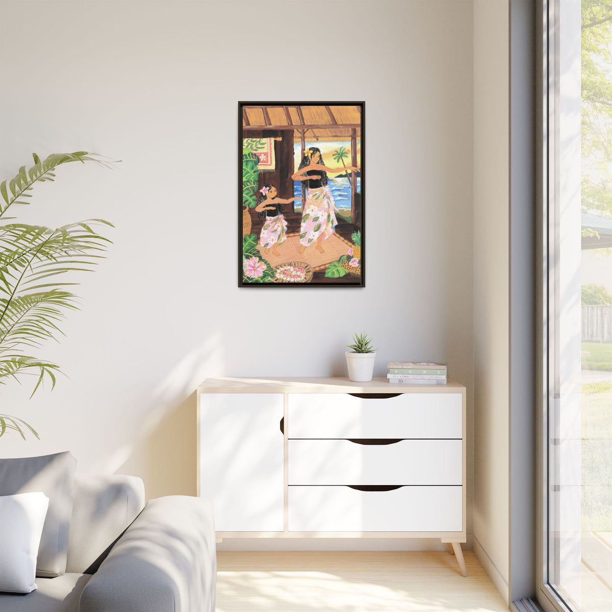 Keiki and Mama - Framed Matte Canvas Print