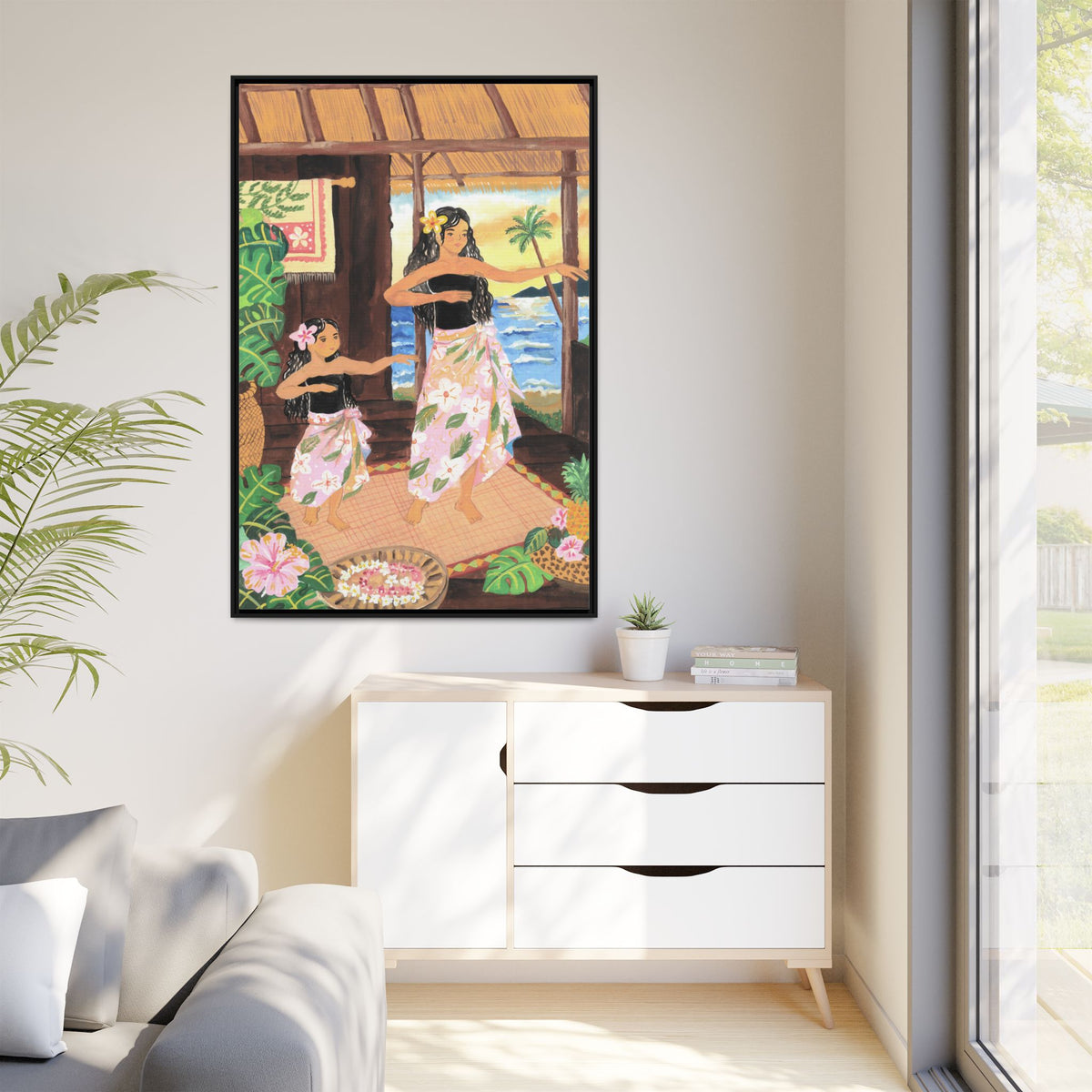 Keiki and Mama - Framed Matte Canvas Print