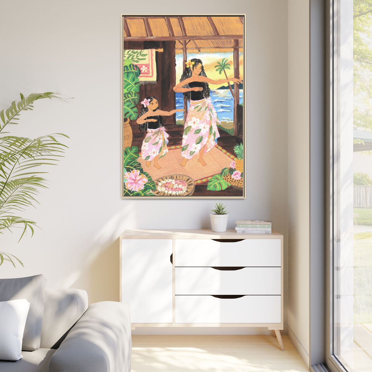 Keiki and Mama - Framed Matte Canvas Print