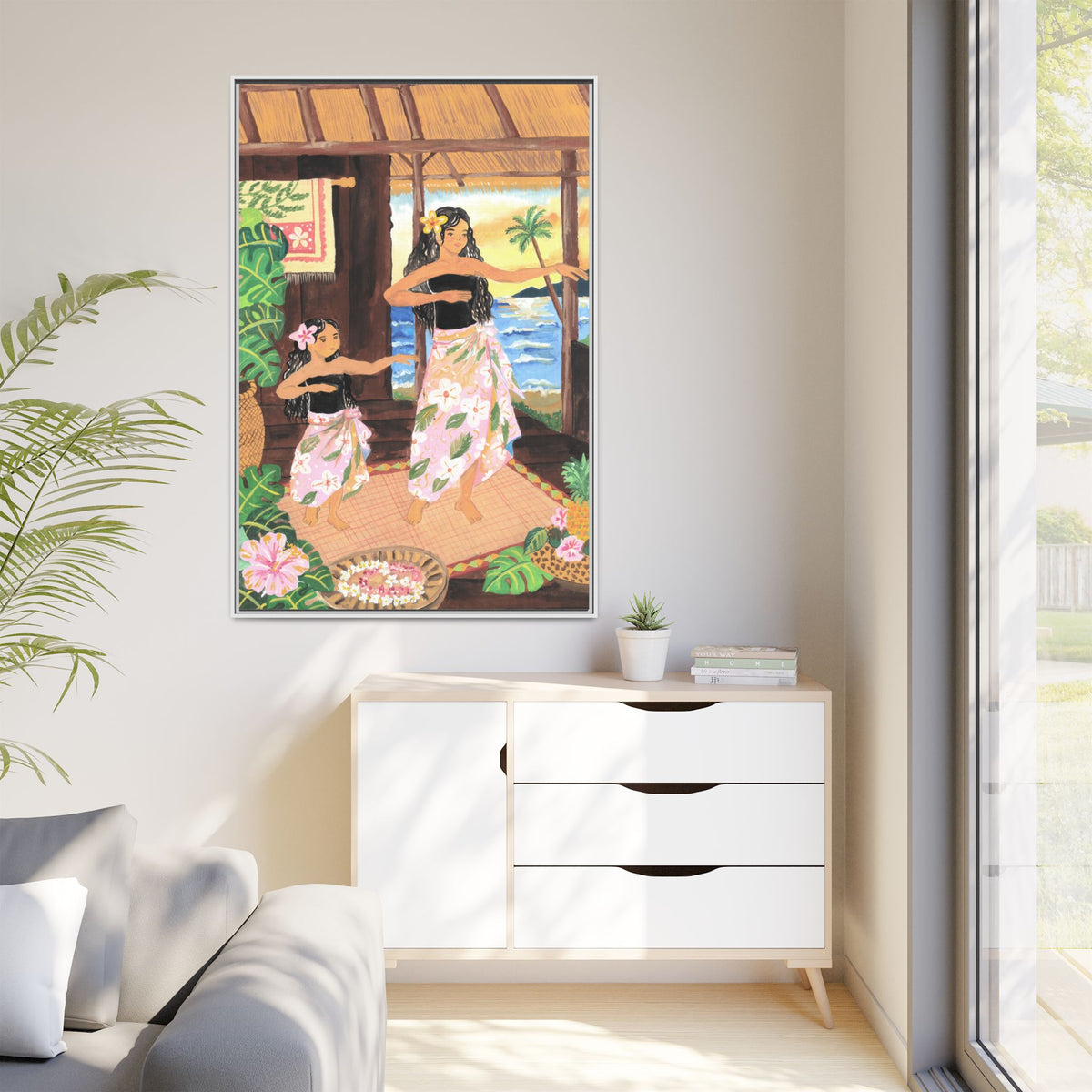 Keiki and Mama - Framed Matte Canvas Print