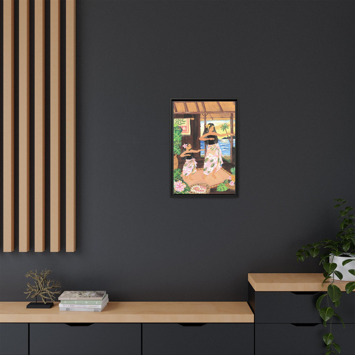 Keiki and Mama - Framed Matte Canvas Print