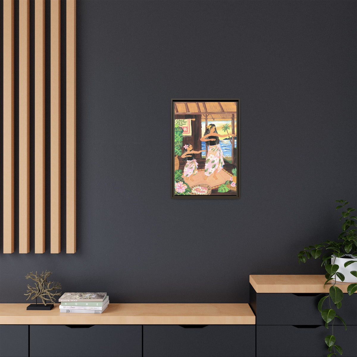 Keiki and Mama - Framed Matte Canvas Print