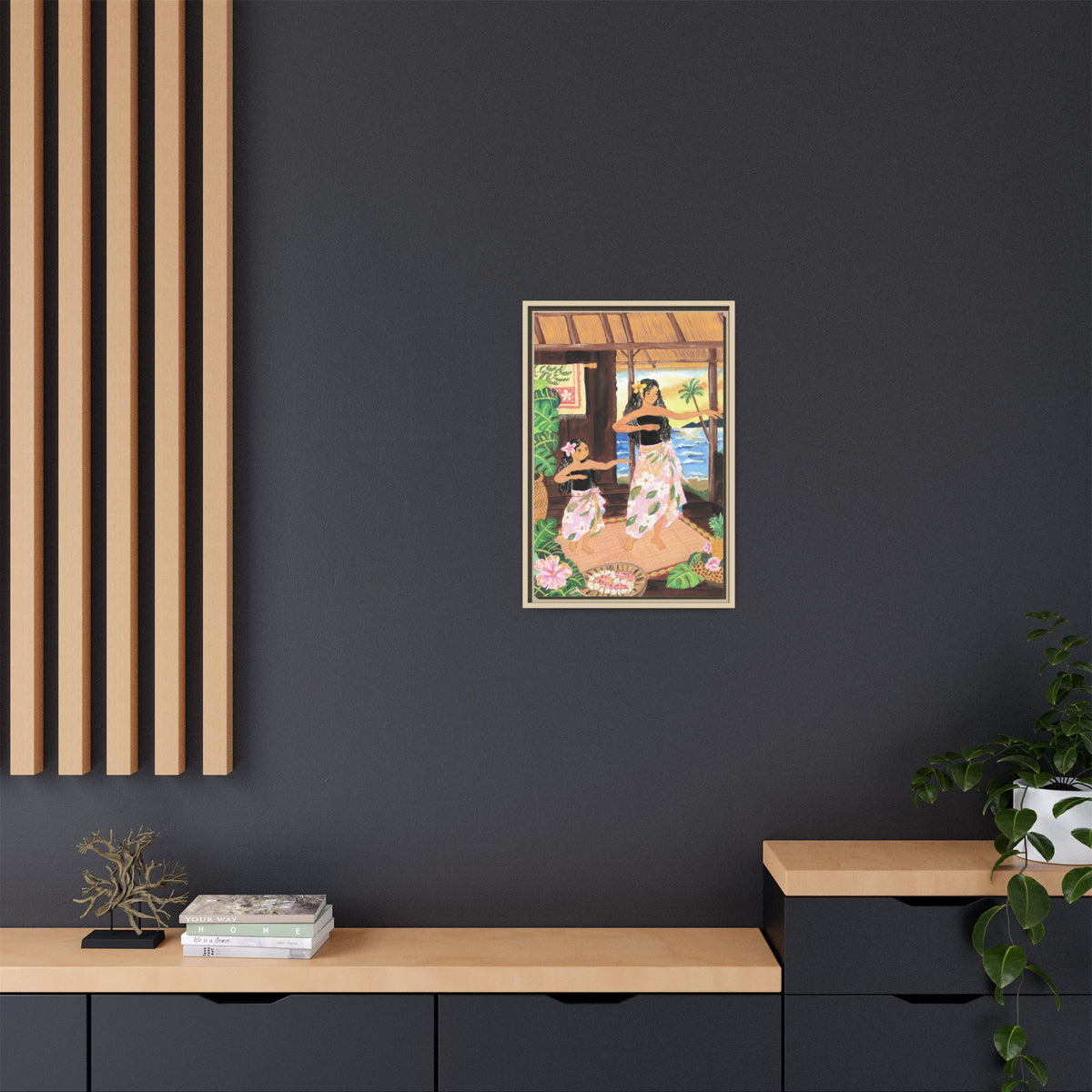 Keiki and Mama - Framed Matte Canvas Print