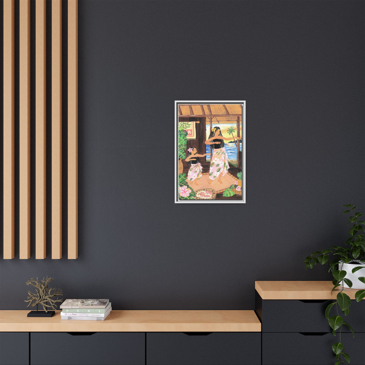 Keiki and Mama - Framed Matte Canvas Print