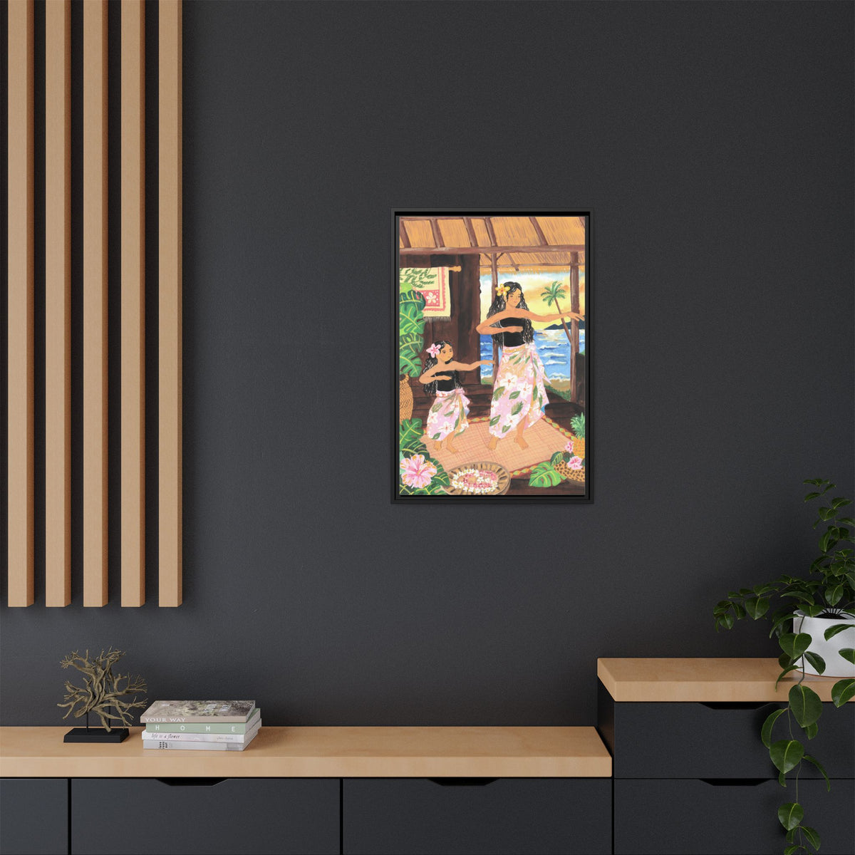 Keiki and Mama - Framed Matte Canvas Print