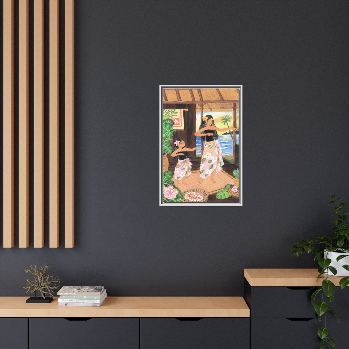 Keiki and Mama - Framed Matte Canvas Print