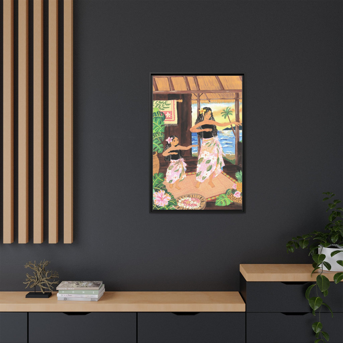 Keiki and Mama - Framed Matte Canvas Print
