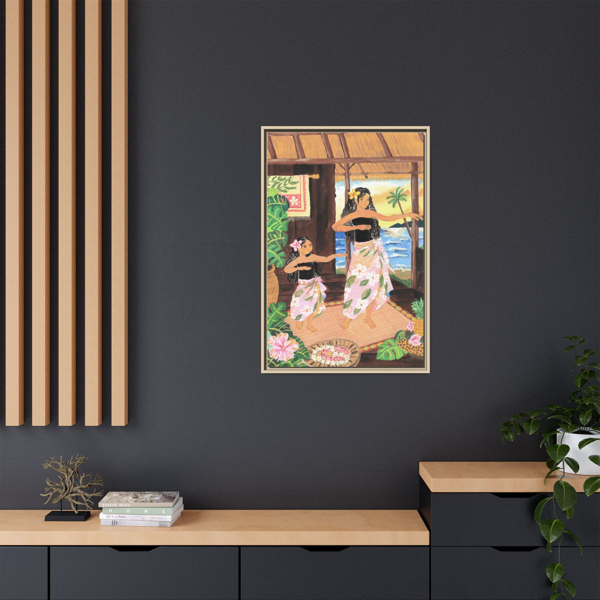Keiki and Mama - Framed Matte Canvas Print
