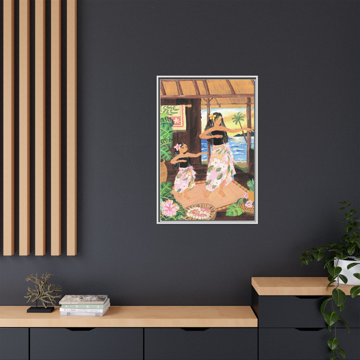 Keiki and Mama - Framed Matte Canvas Print