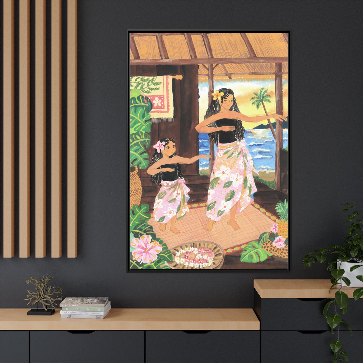 Keiki and Mama - Framed Matte Canvas Print