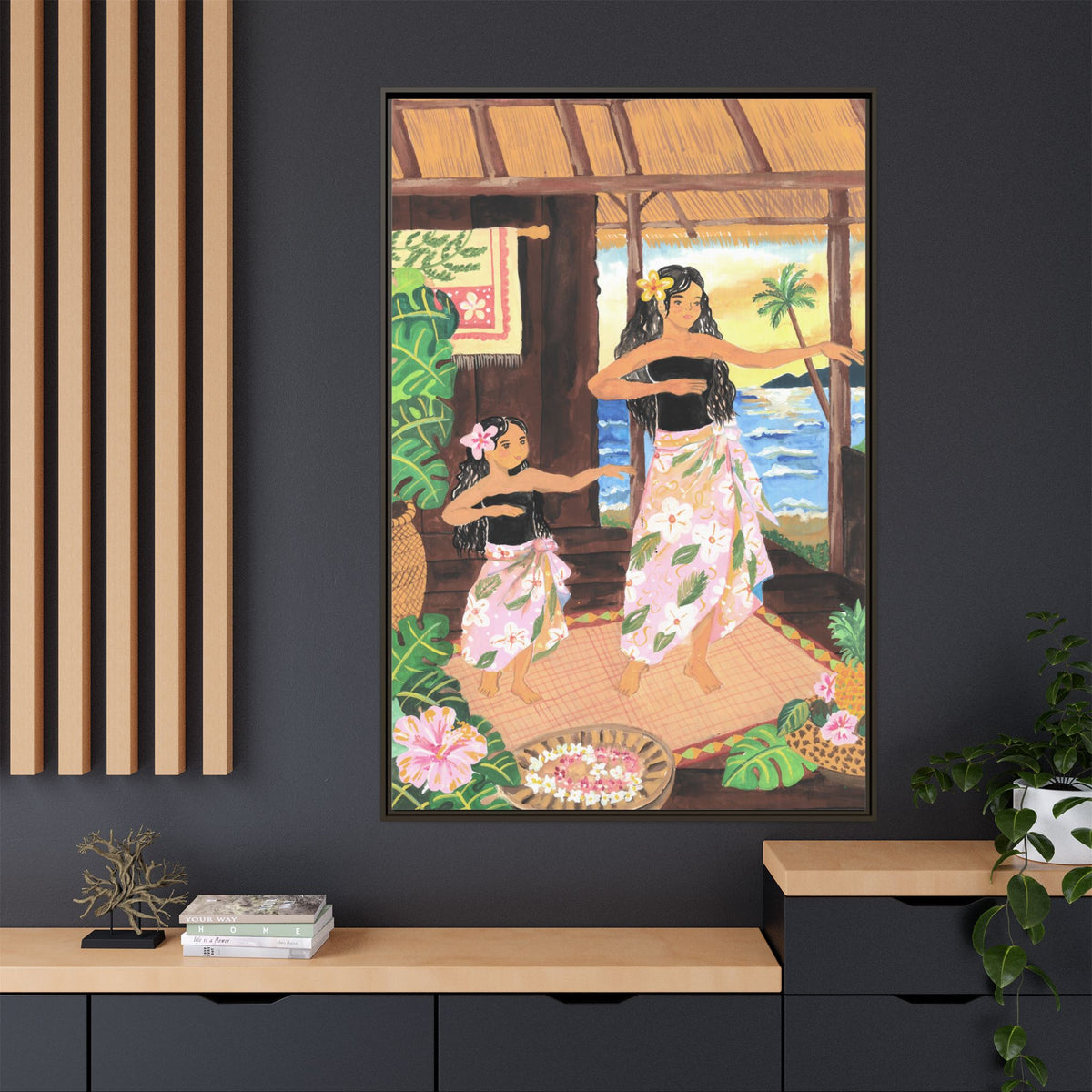 Keiki and Mama - Framed Matte Canvas Print