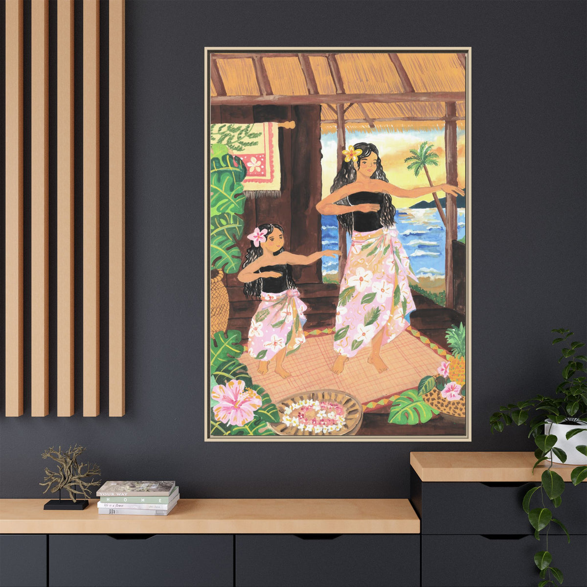 Keiki and Mama - Framed Matte Canvas Print