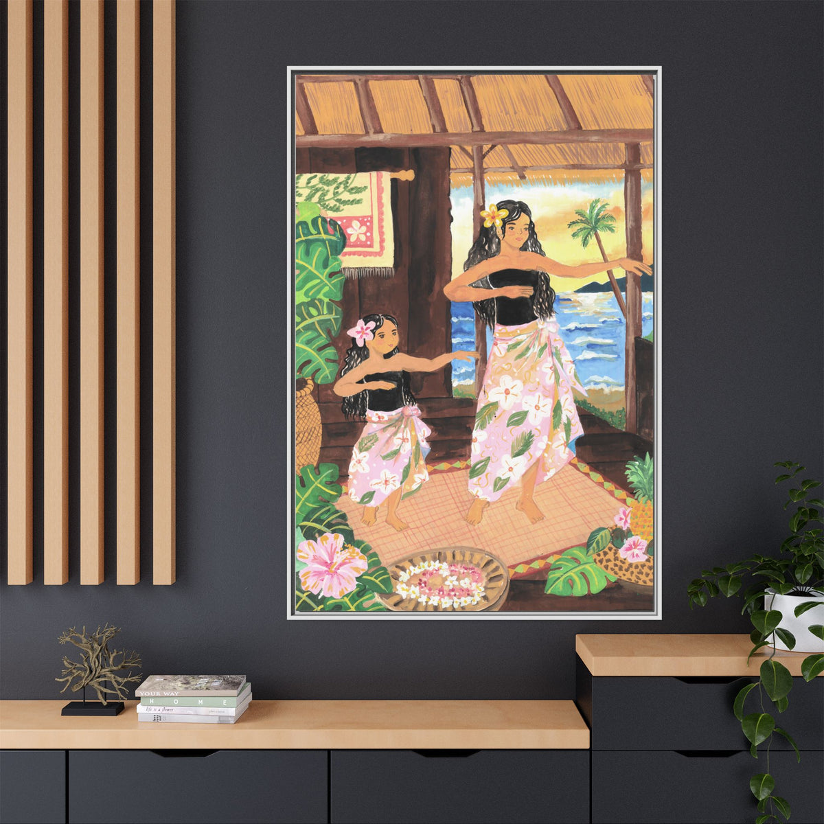 Keiki and Mama - Framed Matte Canvas Print