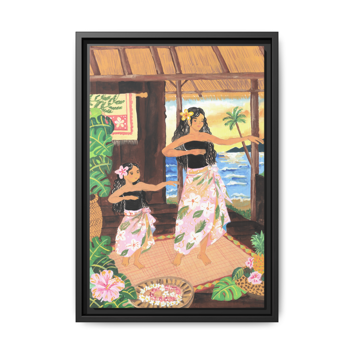 Keiki and Mama - Framed Matte Canvas Print