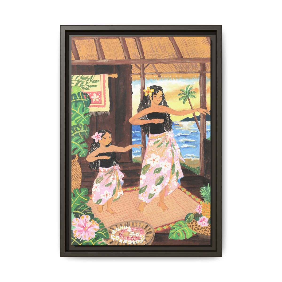 Keiki and Mama - Framed Matte Canvas Print