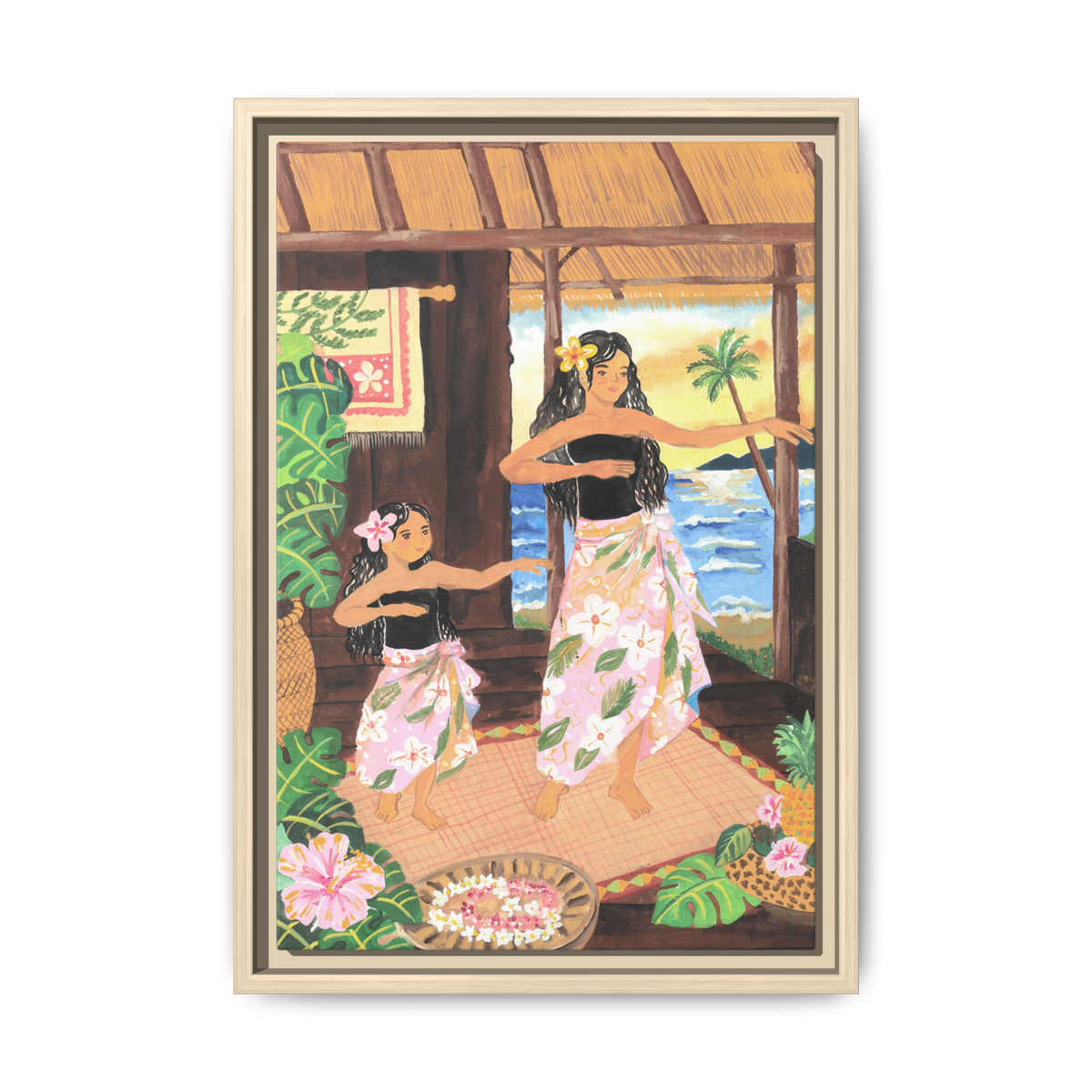 Keiki and Mama - Framed Matte Canvas Print