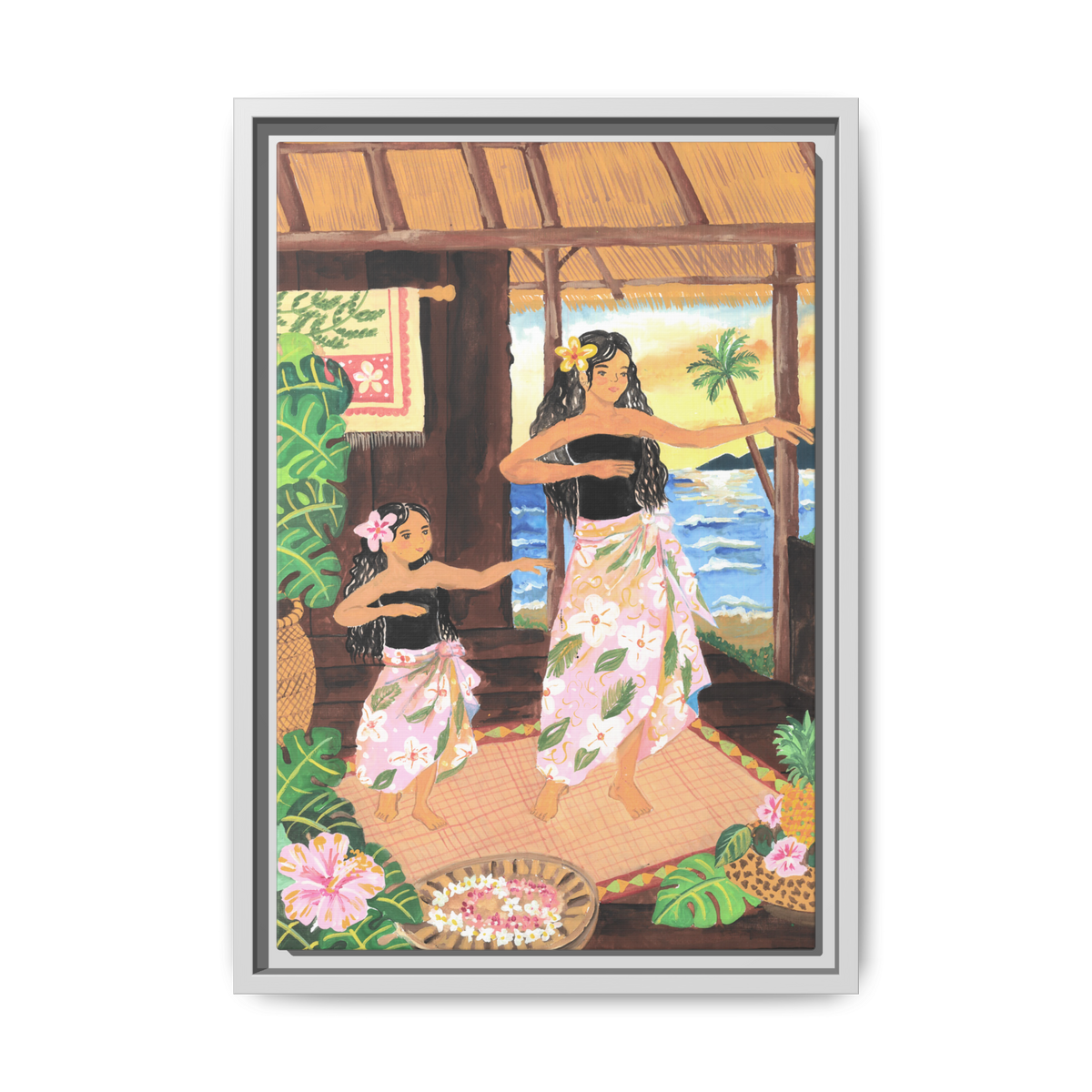 Keiki and Mama - Framed Matte Canvas Print