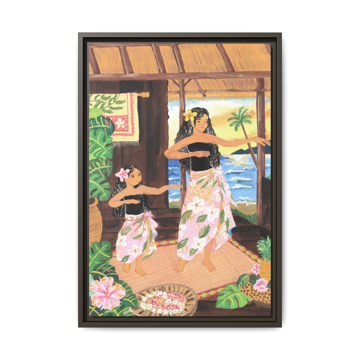 Keiki and Mama - Framed Matte Canvas Print
