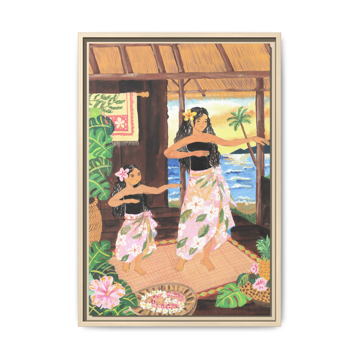 Keiki and Mama - Framed Matte Canvas Print