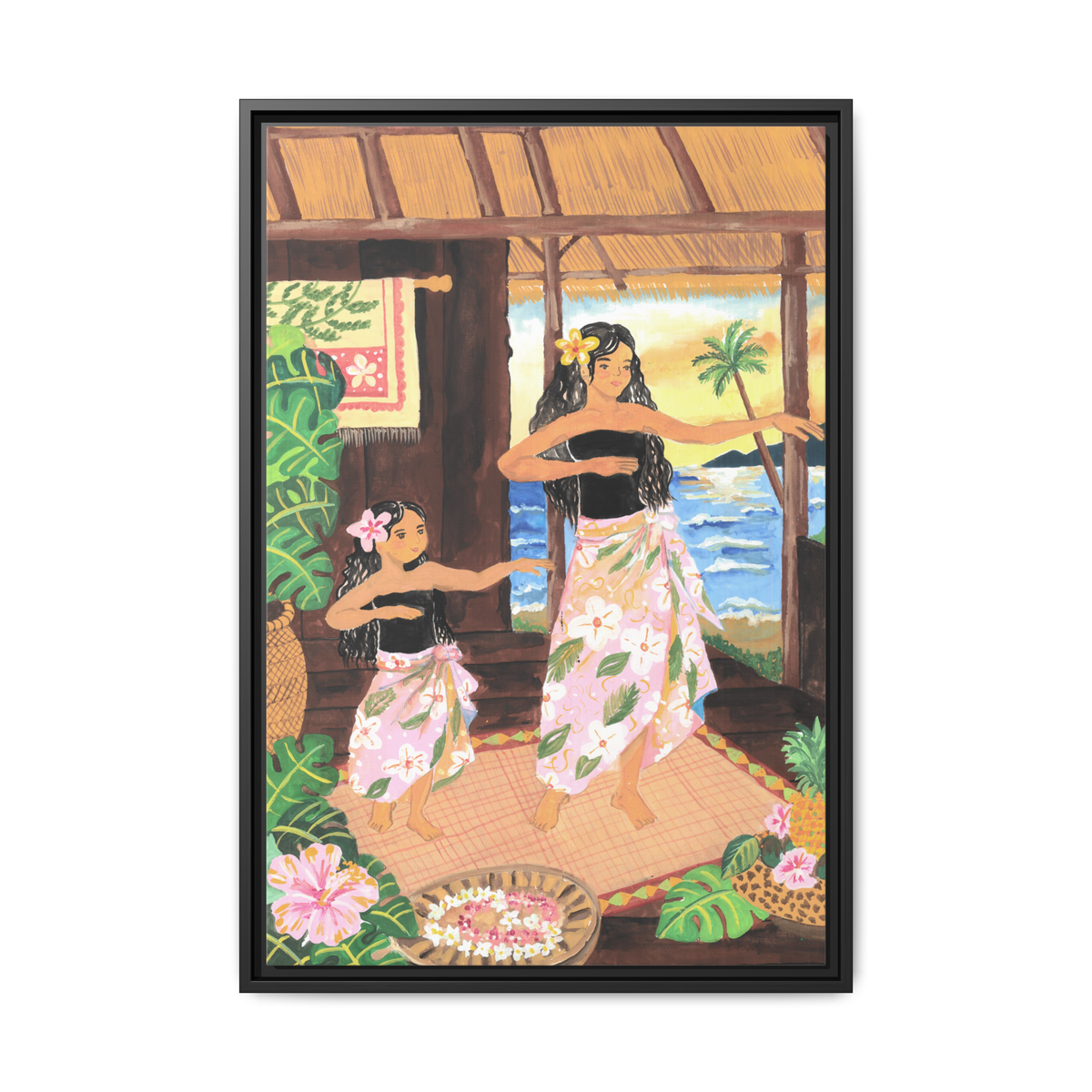 Keiki and Mama - Framed Matte Canvas Print