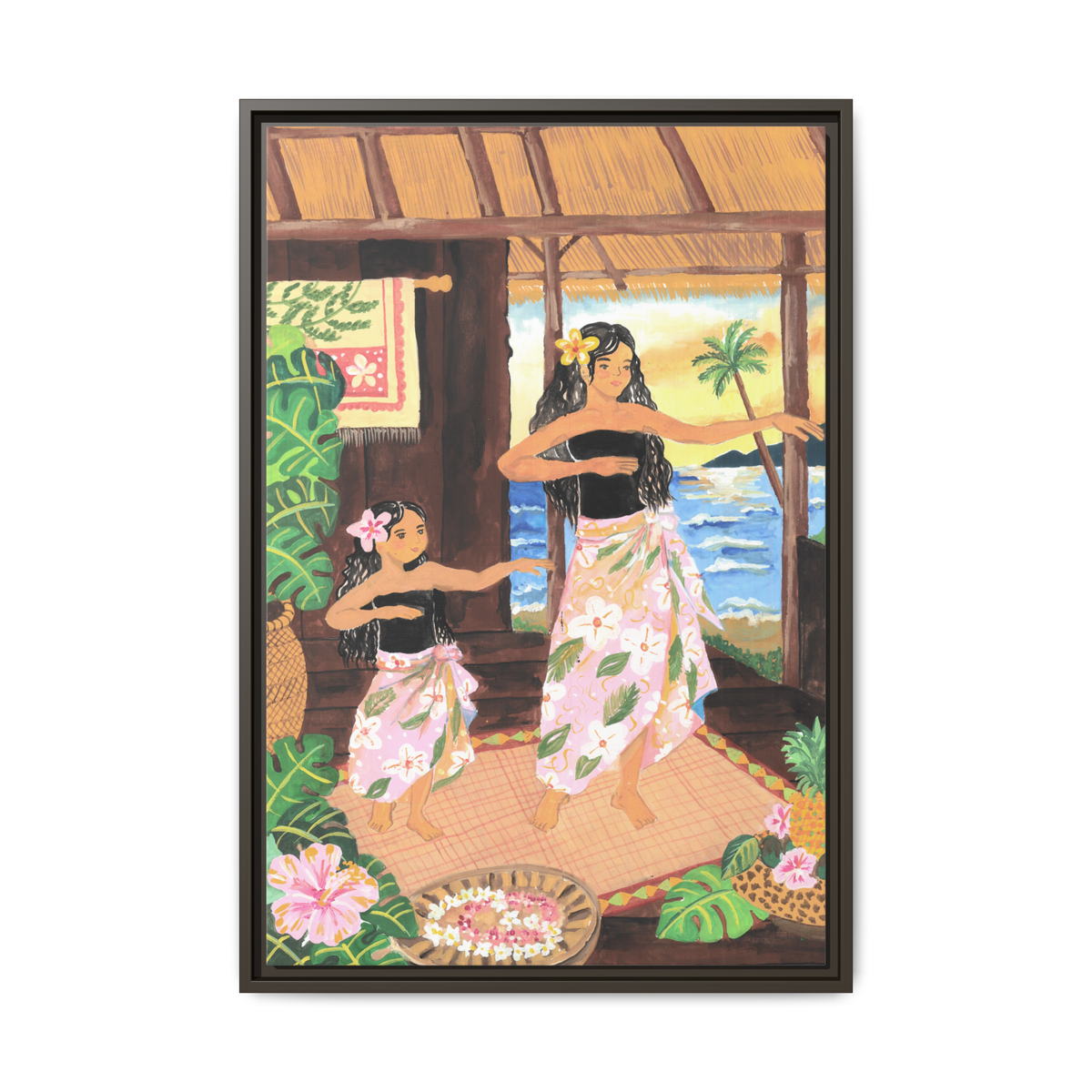 Keiki and Mama - Framed Matte Canvas Print