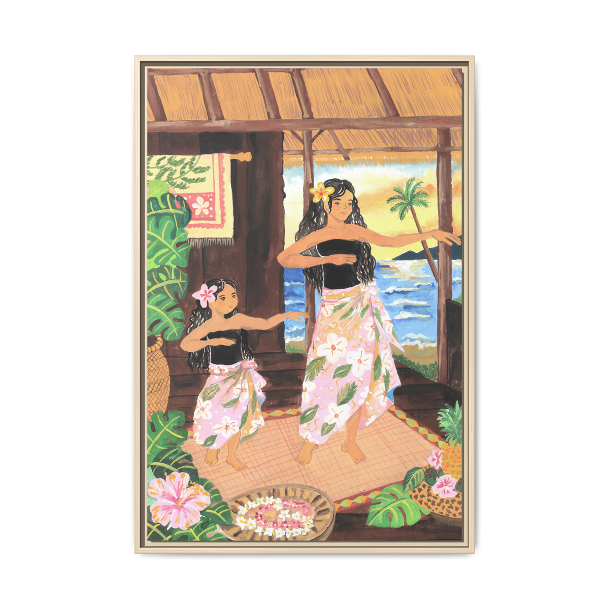 Keiki and Mama - Framed Matte Canvas Print