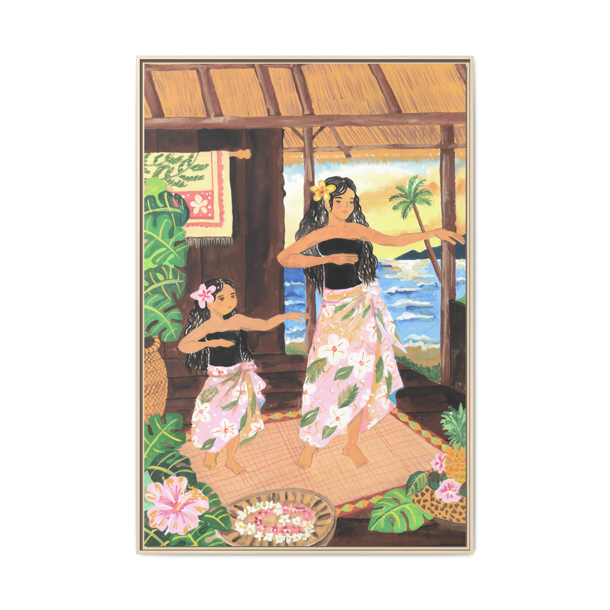 Keiki and Mama - Framed Matte Canvas Print