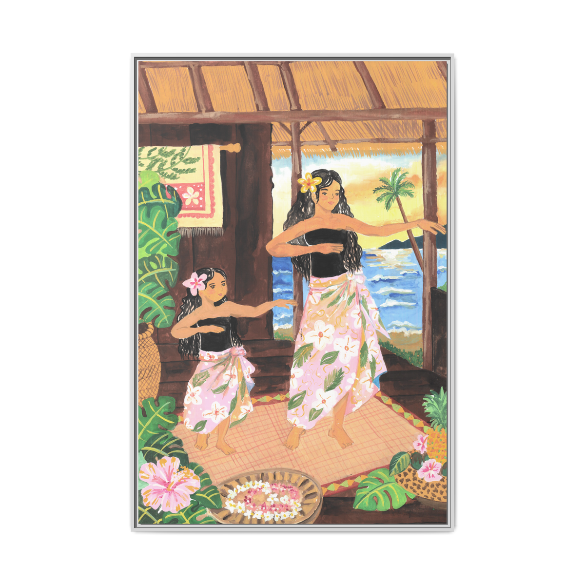 Keiki and Mama - Framed Matte Canvas Print