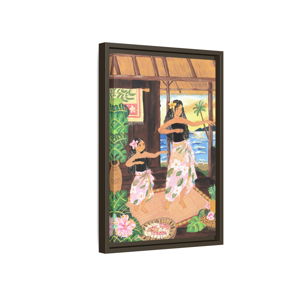 Keiki and Mama - Framed Matte Canvas Print