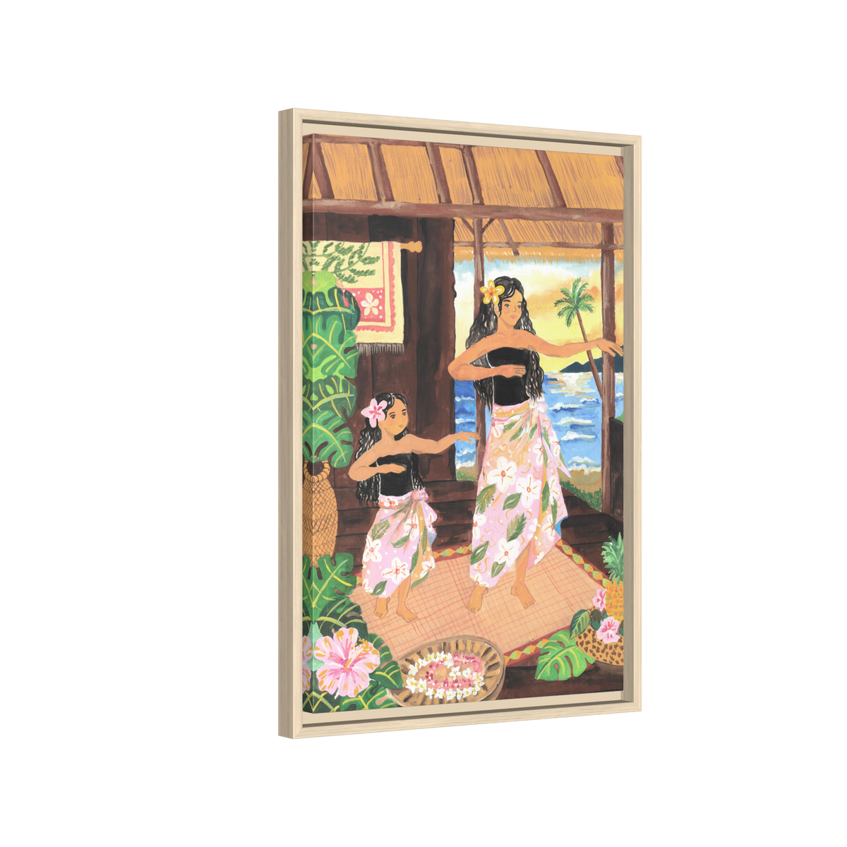 Keiki and Mama - Framed Matte Canvas Print