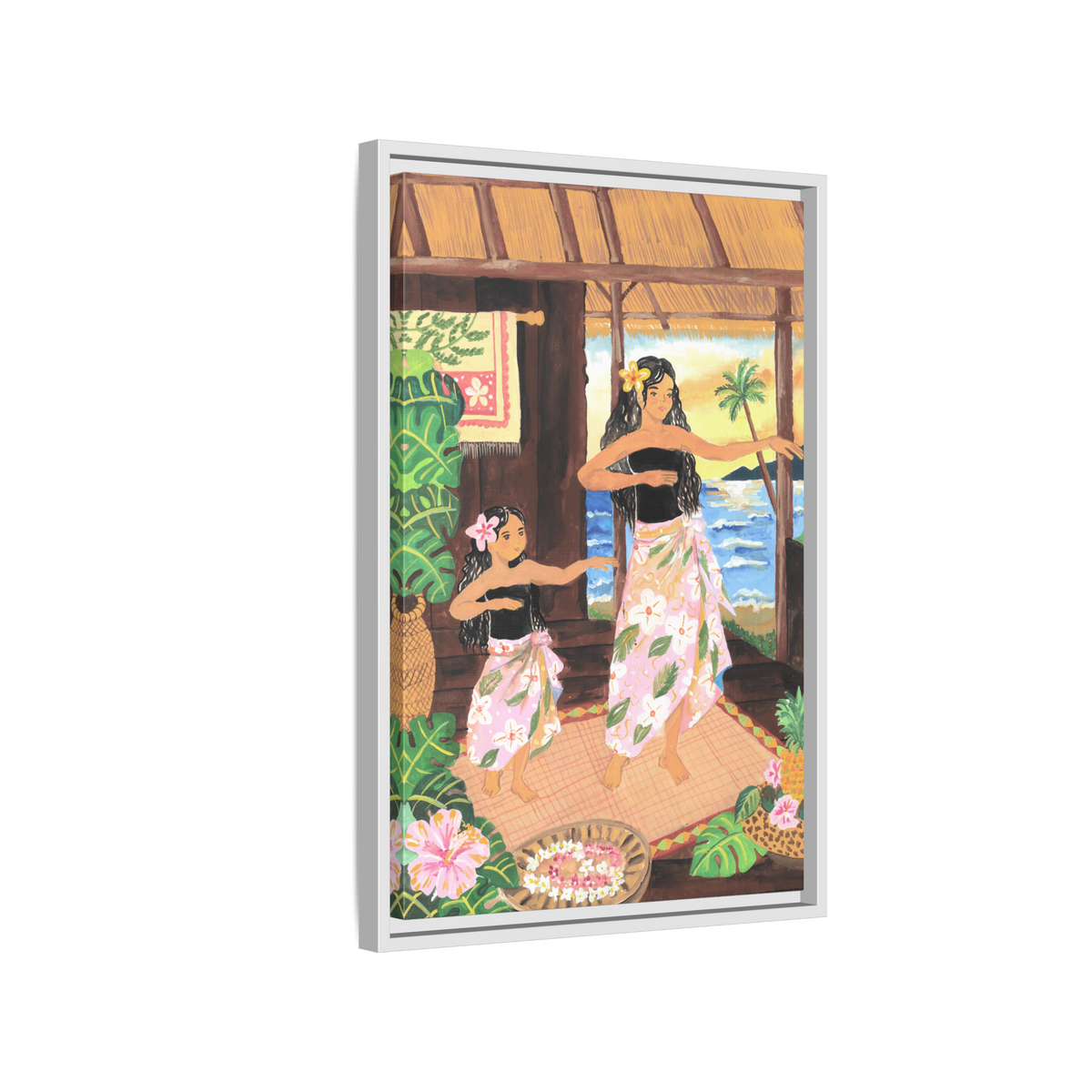 Keiki and Mama - Framed Matte Canvas Print
