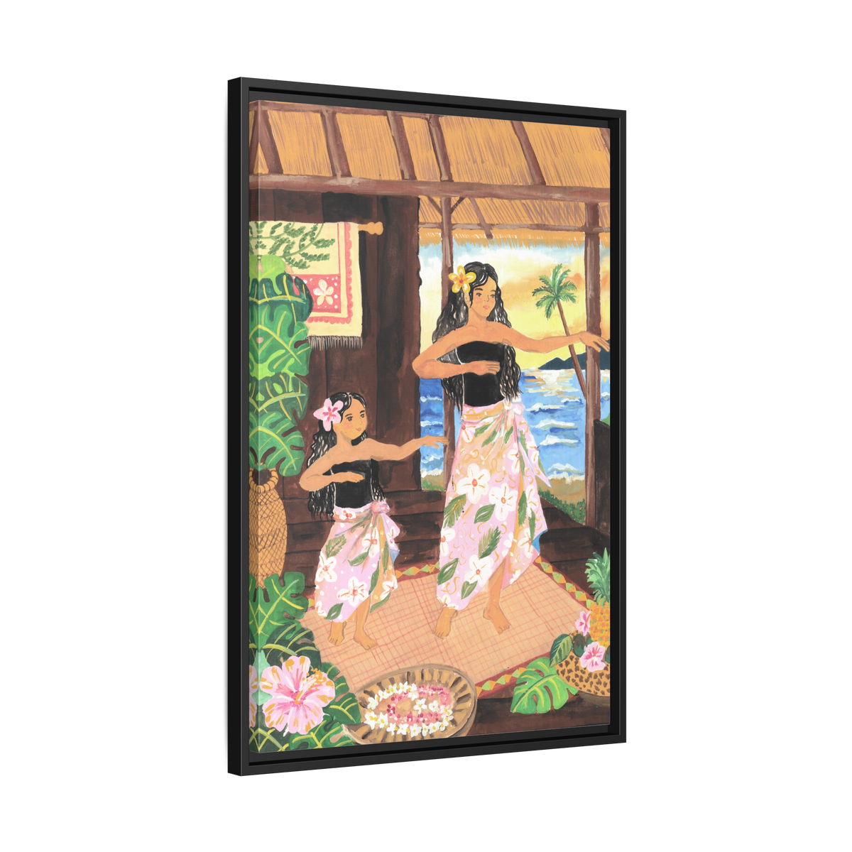 Keiki and Mama - Framed Matte Canvas Print