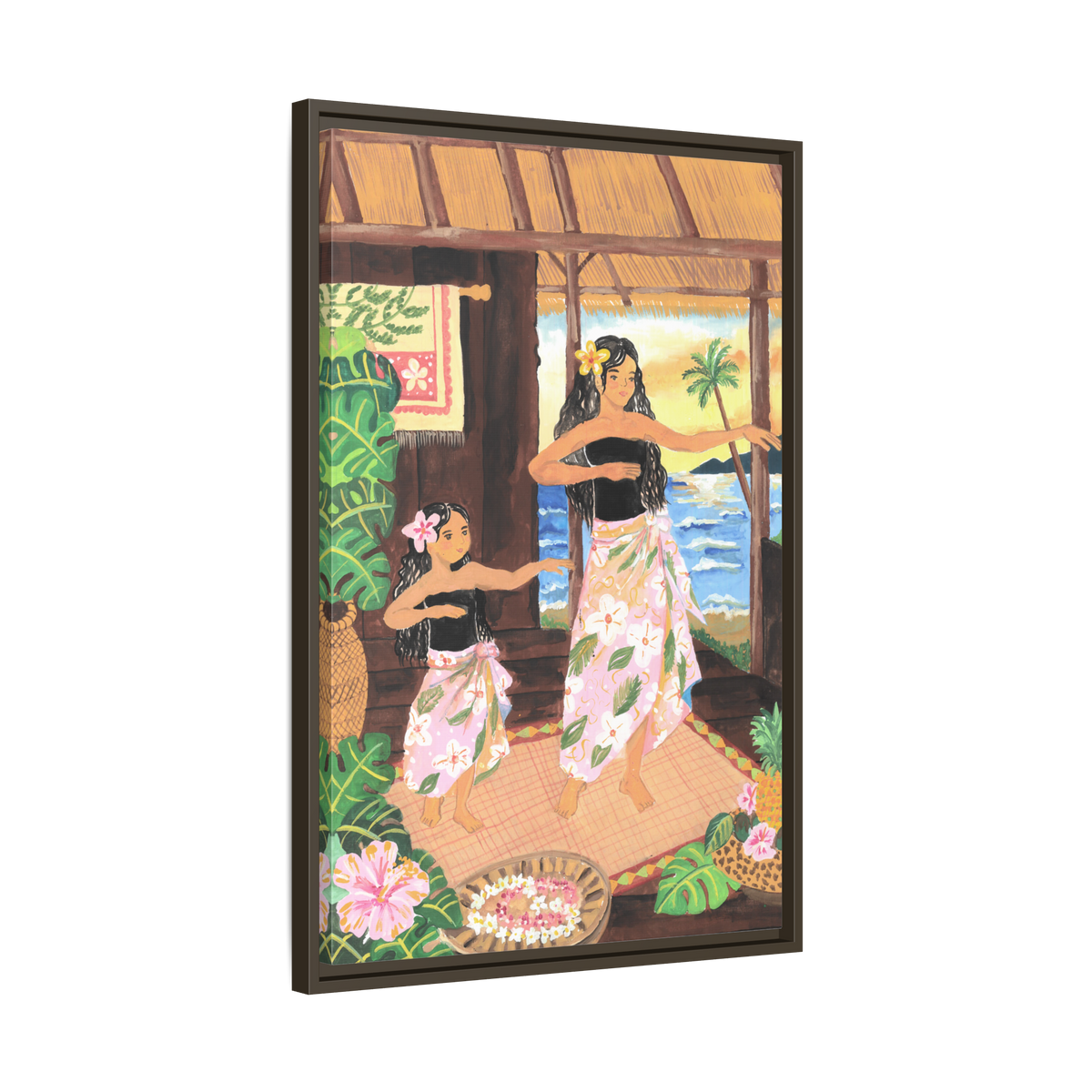 Keiki and Mama - Framed Matte Canvas Print