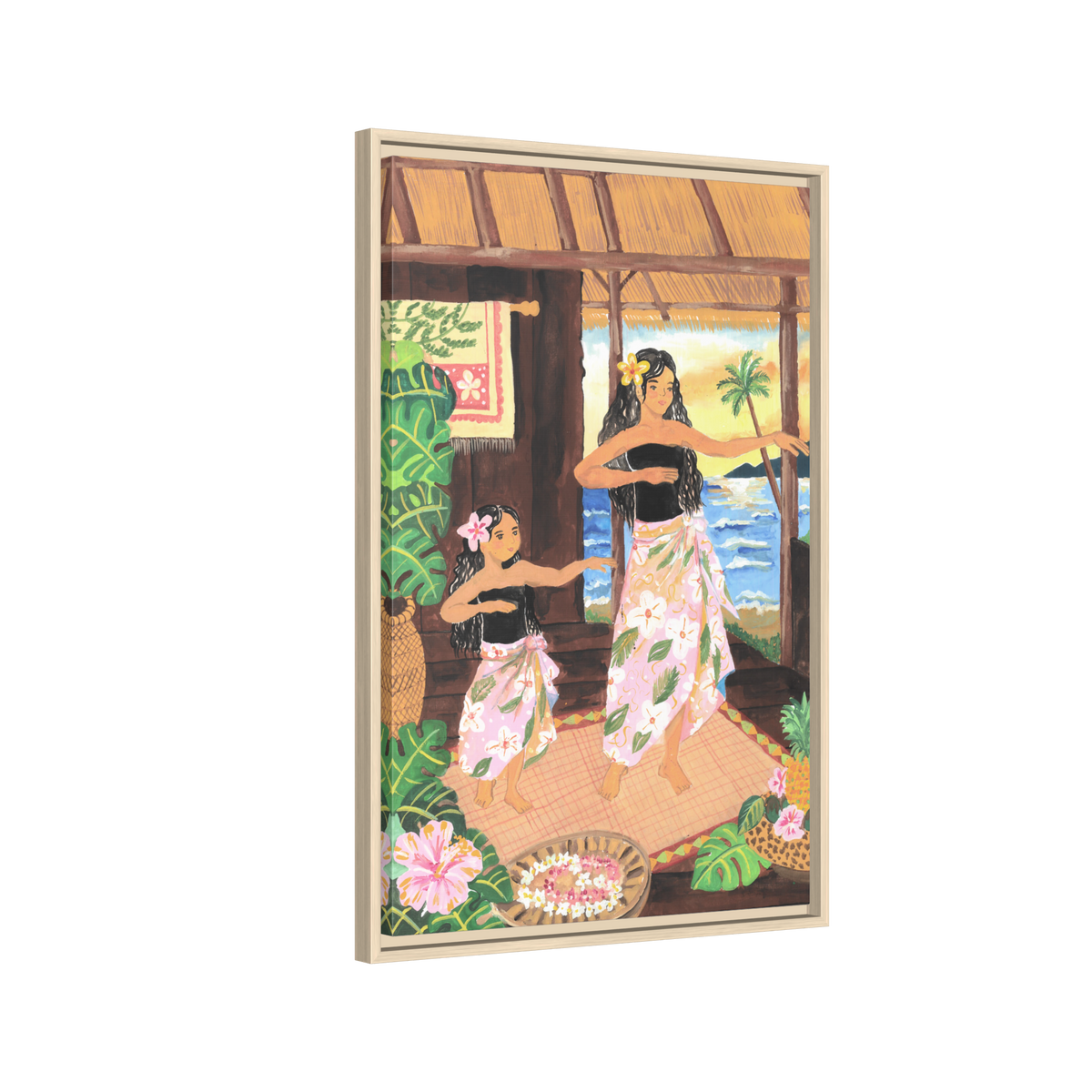 Keiki and Mama - Framed Matte Canvas Print