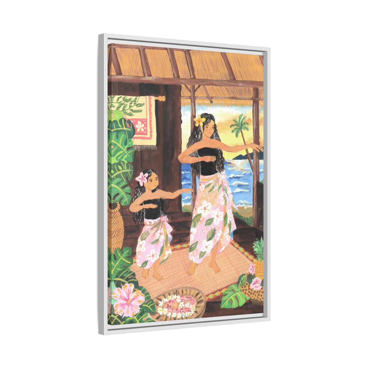 Keiki and Mama - Framed Matte Canvas Print