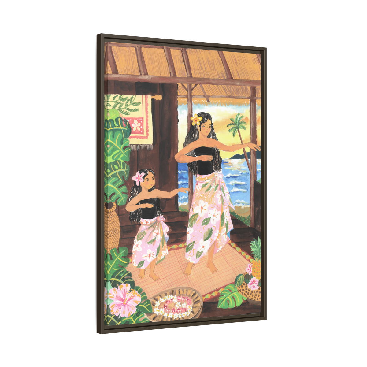Keiki and Mama - Framed Matte Canvas Print