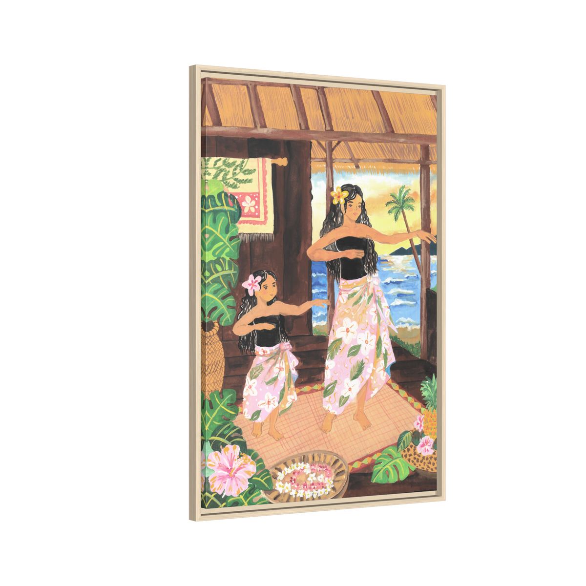 Keiki and Mama - Framed Matte Canvas Print