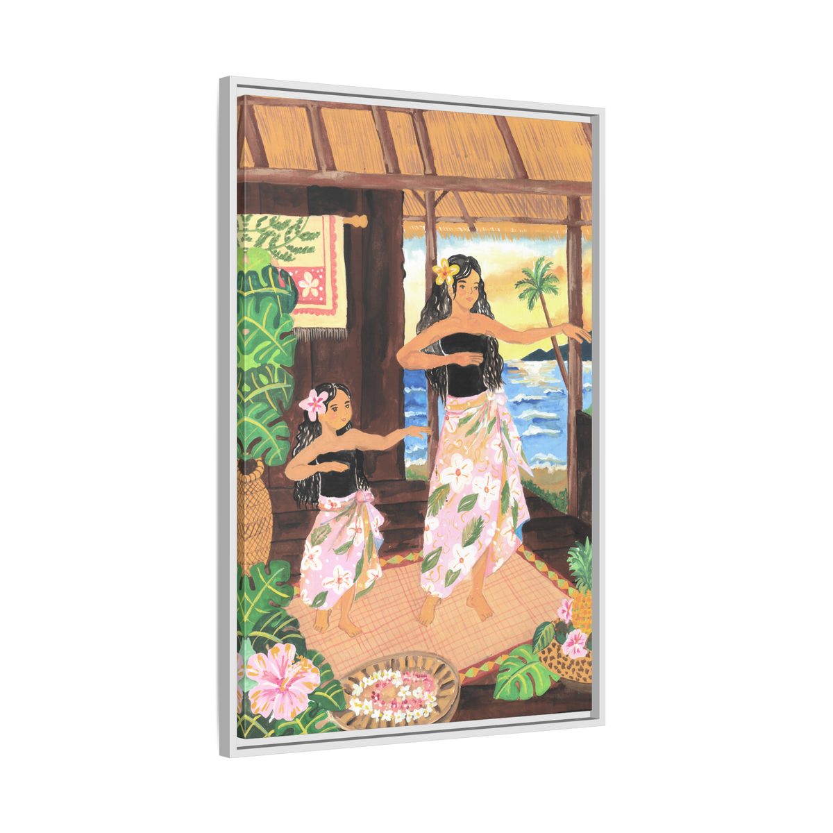 Keiki and Mama - Framed Matte Canvas Print