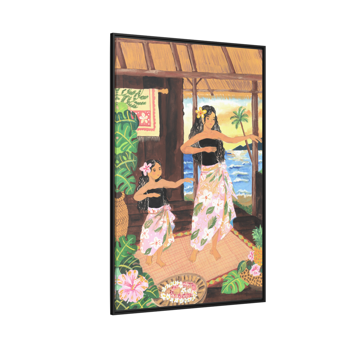Keiki and Mama - Framed Matte Canvas Print