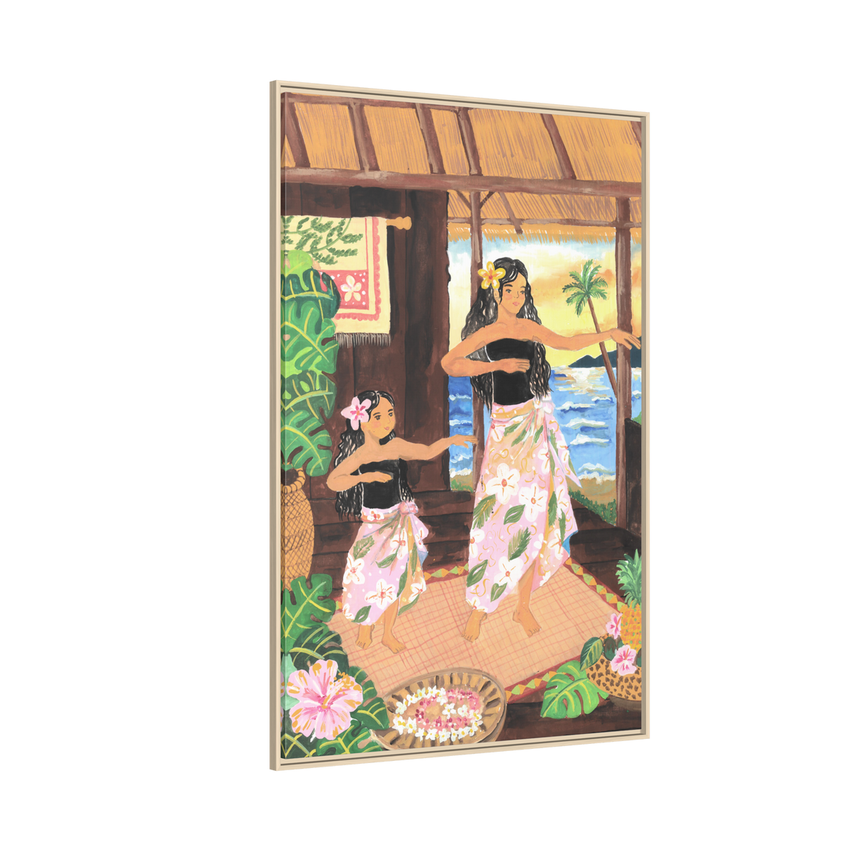 Keiki and Mama - Framed Matte Canvas Print